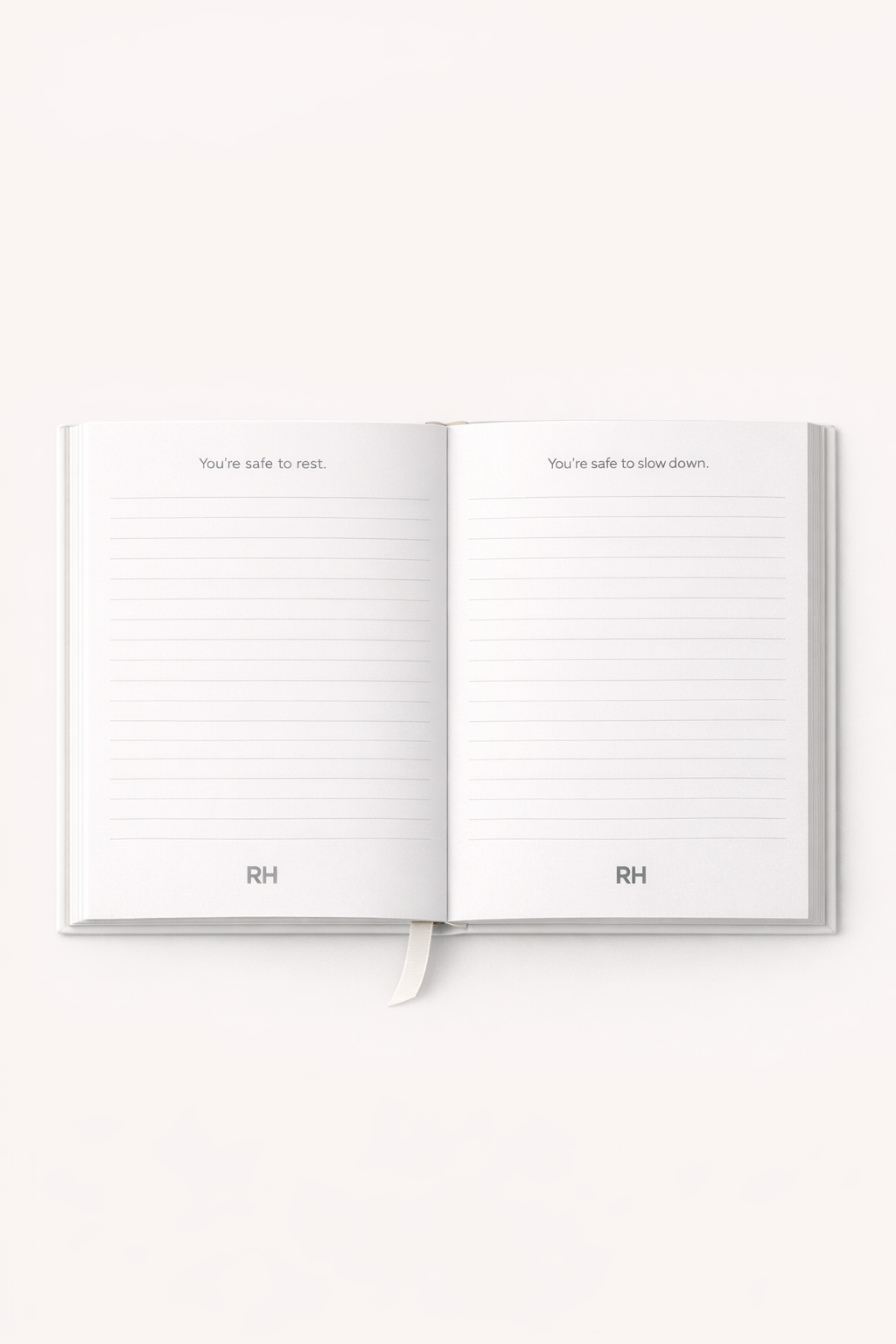 Open notebook with text on a white background