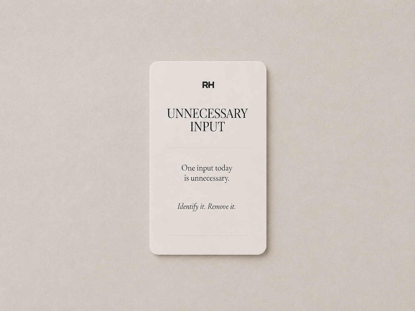 Card with text on a beige background