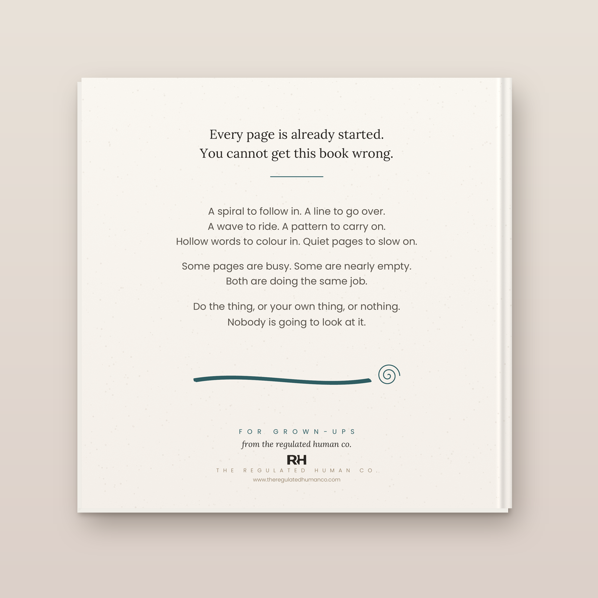 Doodle paperback: back cover. A doodle book for grown-ups from The Regulated Human Co.