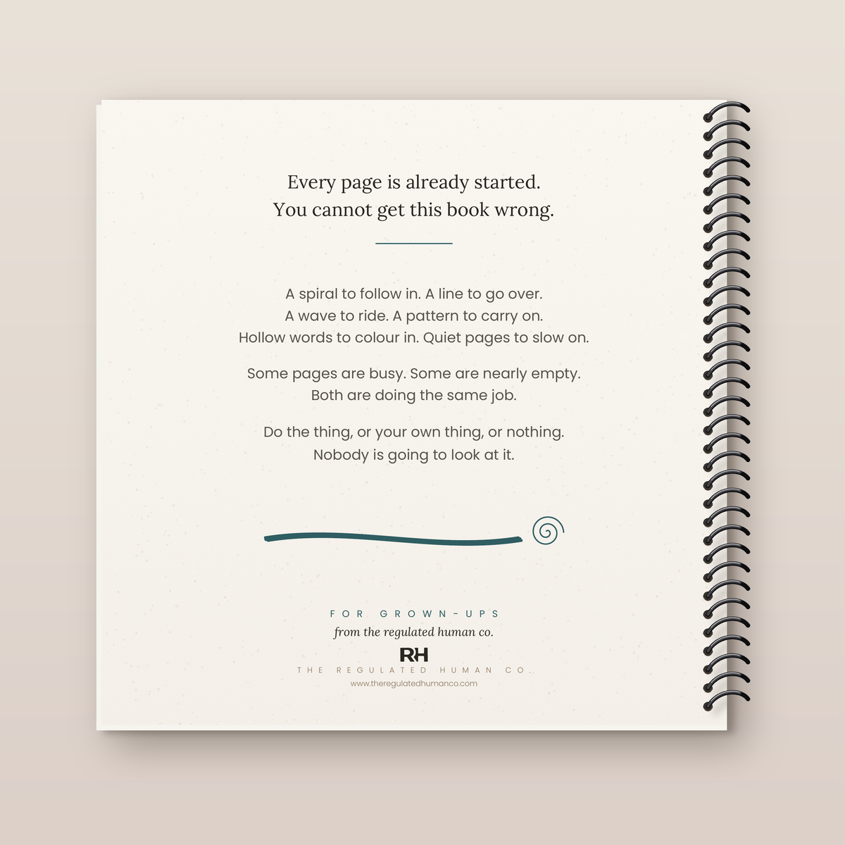 Doodle spiral-bound edition: back cover. A doodle book for grown-ups from The Regulated Human Co.