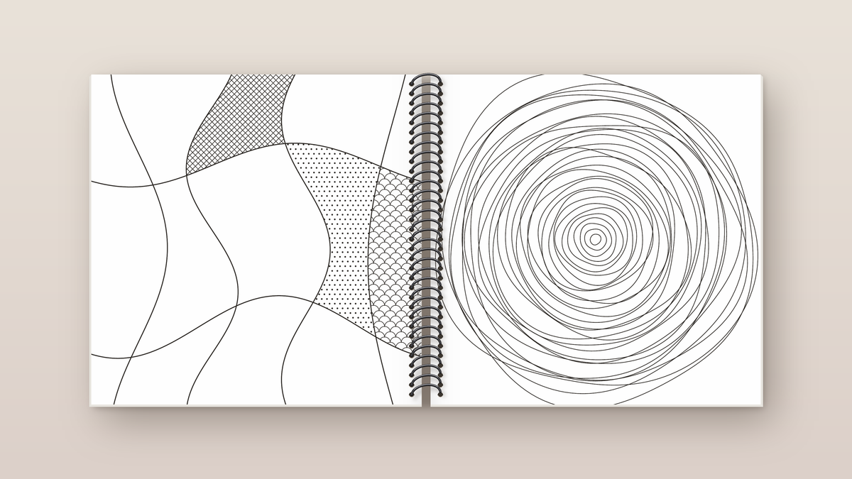 Doodle spiral-bound edition: inside pages. A doodle book for grown-ups from The Regulated Human Co.