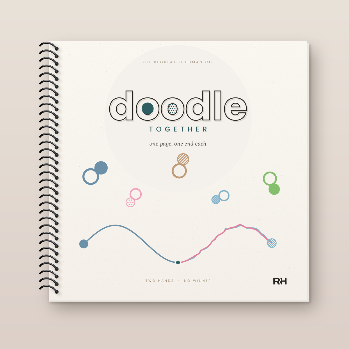 Doodle Together spiral-bound edition: front cover. A doodle book for a grown-up and a child.