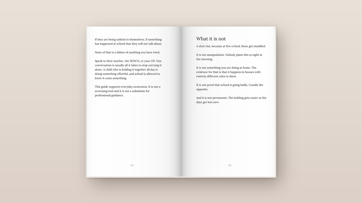 Fine at School, Falling Apart at Home: inside pages. Everyday Signals, ages 2 to 8.