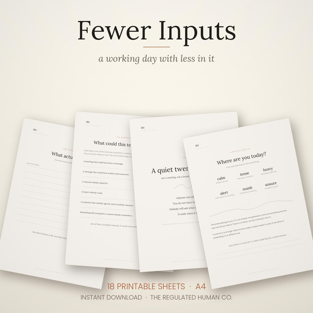 Workplace Wellbeing Printable Pack — Team Regulation, Burnout, 18 Sheets, Instant Download