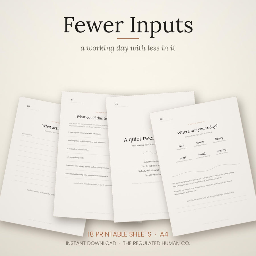 Workplace Wellbeing Printable Pack — Team Regulation, Burnout, 18 Sheets, Instant Download