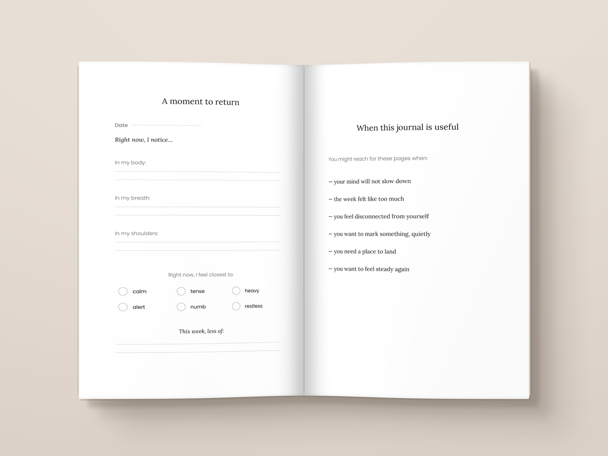 52 Weekly Pauses: inside pages. A journal from The Regulated Human Co.