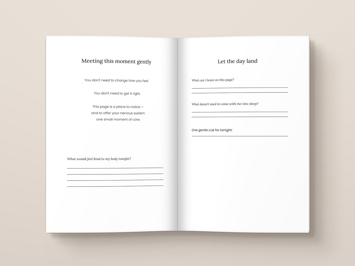 Sleep Wind-Down Journal — inside pages. A journal from The Regulated Human Co.