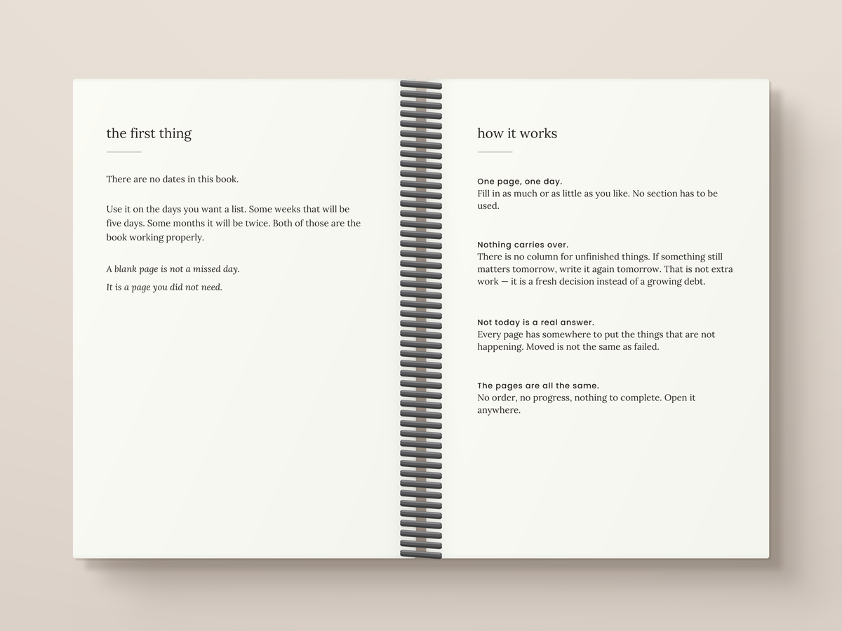Today Only: A Daily List Book With No Dates, No Streaks and Nothing Carried Over
