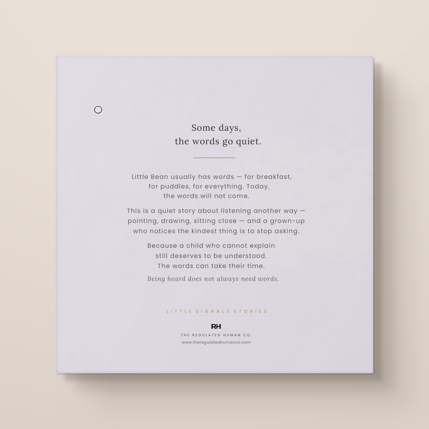 The Words Went Quiet - A Little Signals Story for Children When Words Are Hard to Find