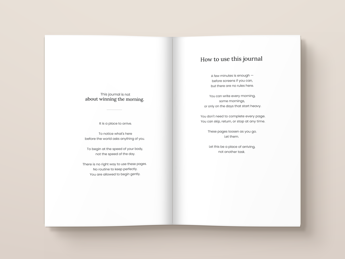 Before the Noise: inside pages. A journal from The Regulated Human Co.