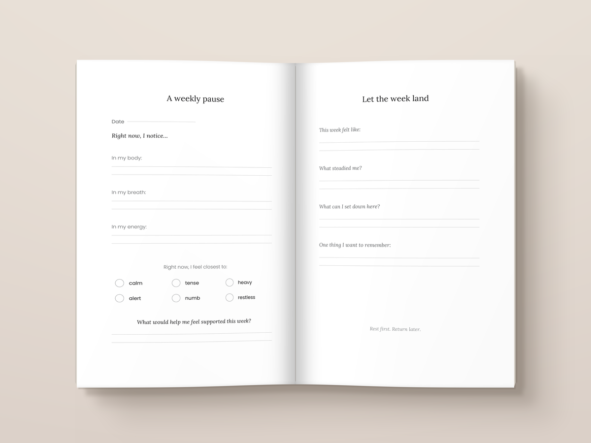 52 Weekly Pauses: inside pages. A journal from The Regulated Human Co.