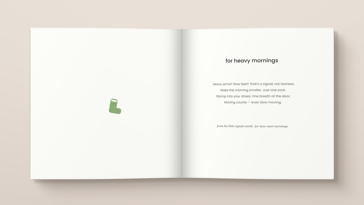 Some Mornings Feel Heavy: inside pages. A Little Signals story for children.