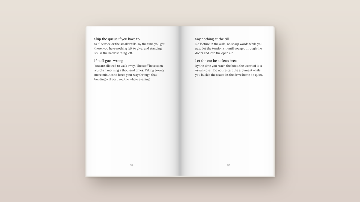 The Supermarket Run: inside pages. Everyday Signals, ages 2 to 8.