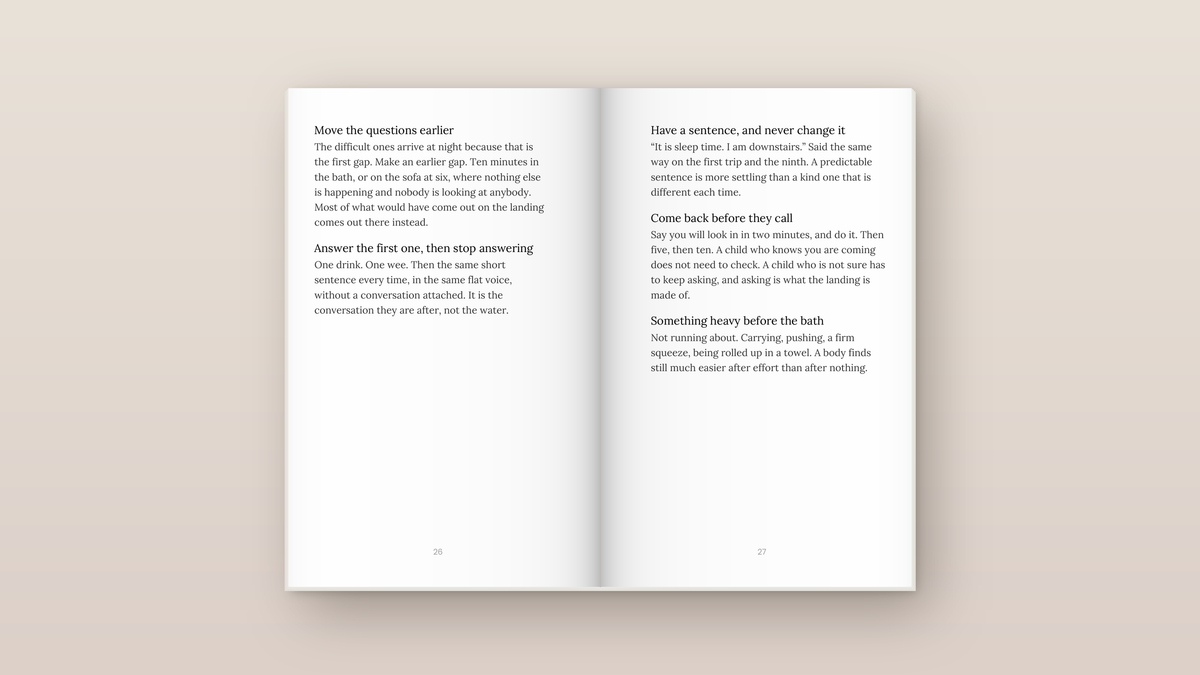 The Two-Hour Bedtime: inside pages. Everyday Signals, ages 2 to 8.