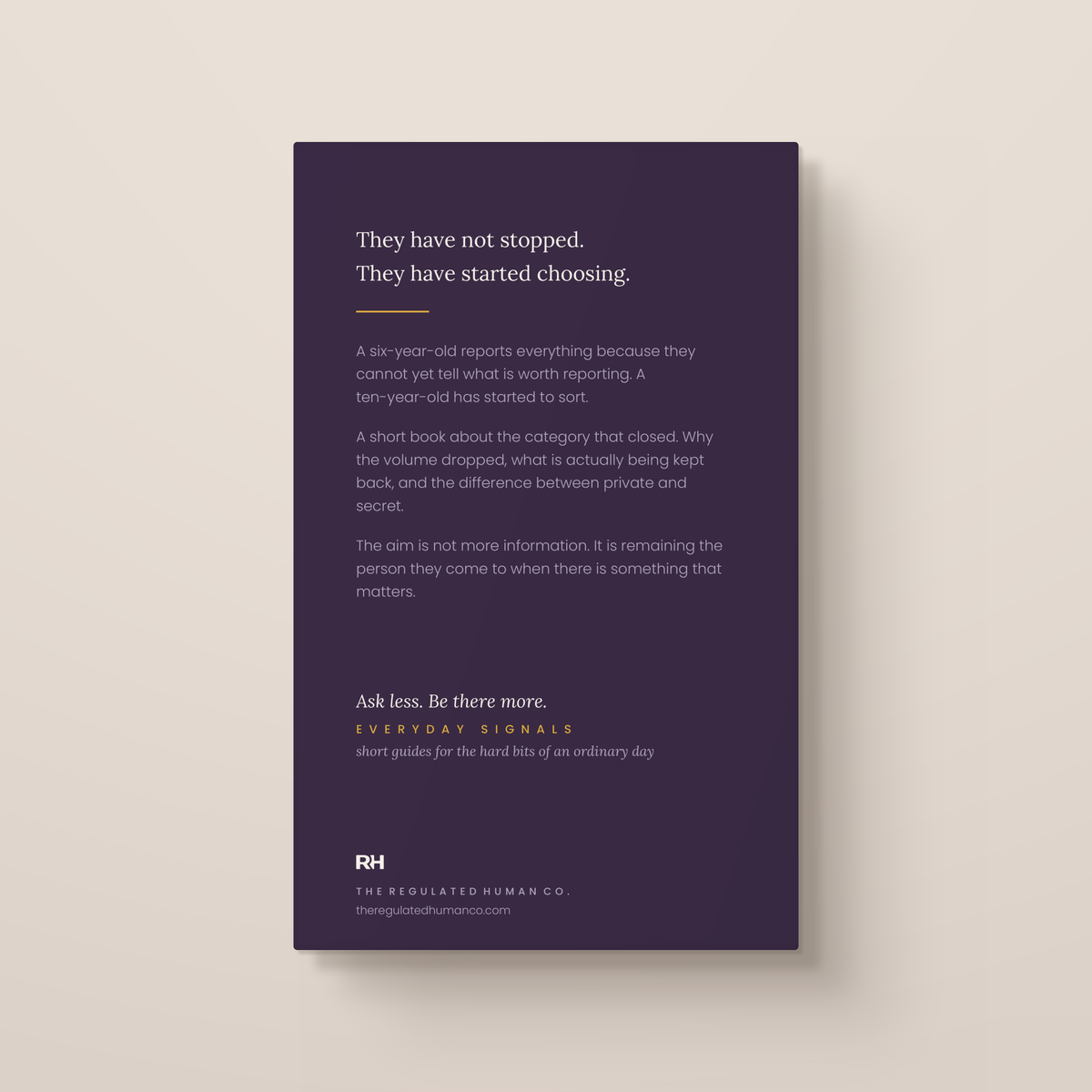 They Have Stopped Telling Me Things: back cover. Everyday Signals, ages 8 to 12.