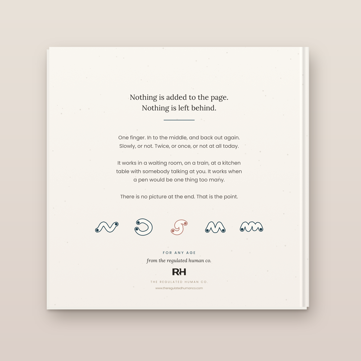 Trace paperback: back cover. A finger-tracing book from The Regulated Human Co.