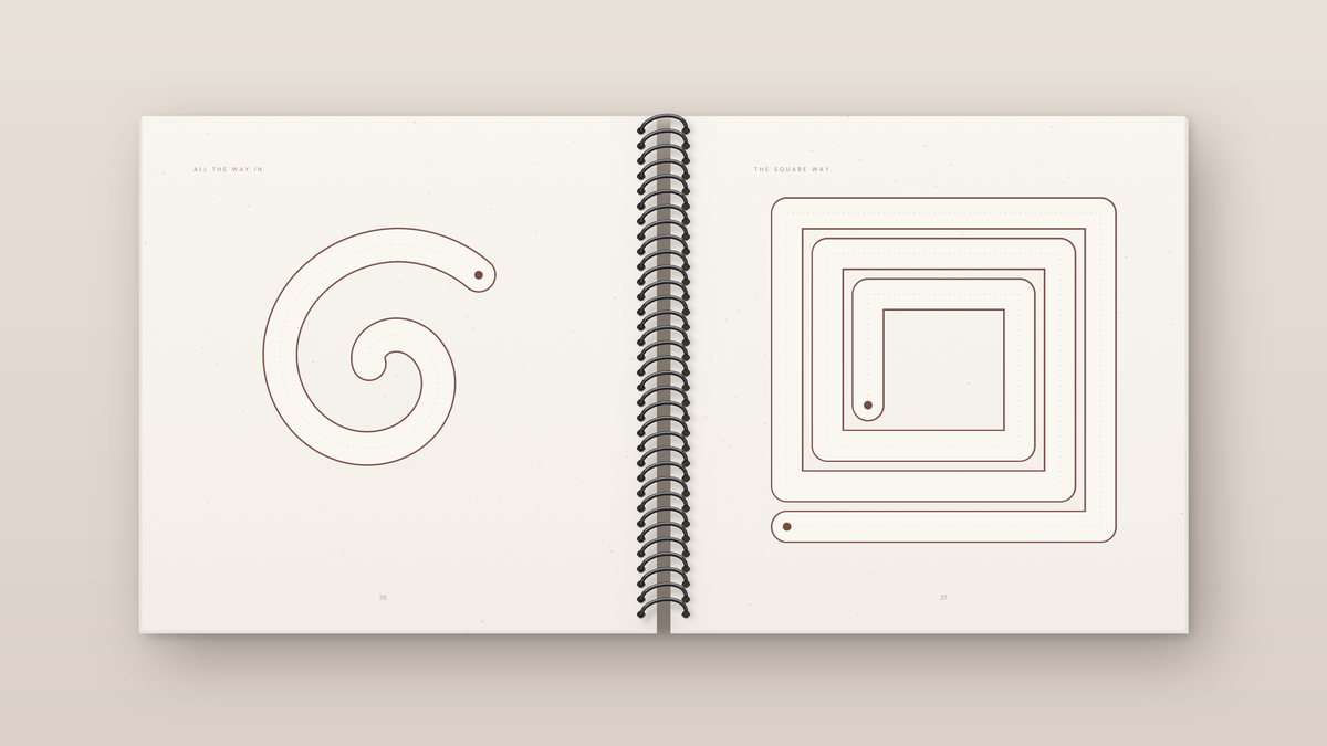 Trace spiral-bound edition: inside pages. A finger-tracing book from The Regulated Human Co.